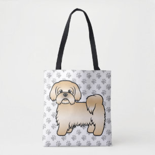 Gouden Shih Tzu Schattige Cartoon Hond & Pootjes Draagtas