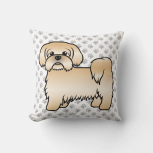 Gouden Shih Tzu Schattige Cartoon Hond & Pootjes Kussen