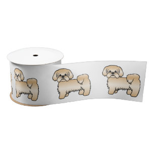 Gouden Shih Tzu Schattige Cartoonhond Illustratie Lint