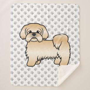 Gouden Shih Tzu Schattige Cartoonhond Illustratie Sherpa Deken