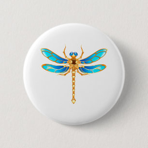 Gouden sieraden libel insect vip fun vector afbeel ronde button 5,7 cm