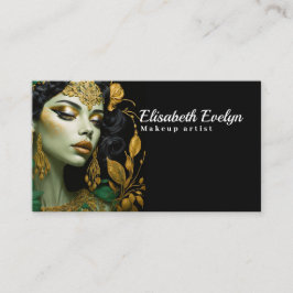 Gouden sieraden voor dames met groene bloemige tou visitekaartje