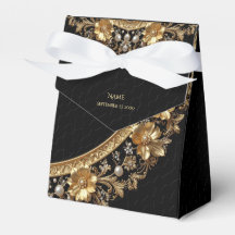 Gouden Sierbloemen Favor Doos