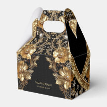 Gouden Sierbloemen Favor Doos