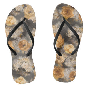 gouden sierbloemen voor monochrome waterverf op teenslippers