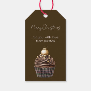 Gouden Sierdecoratie Chocolade Geruite Cupcake Ker Cadeaulabel