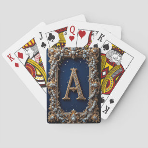 Gouden Sierletter A Juwelen Monogram Luxe Stijl Pokerkaarten