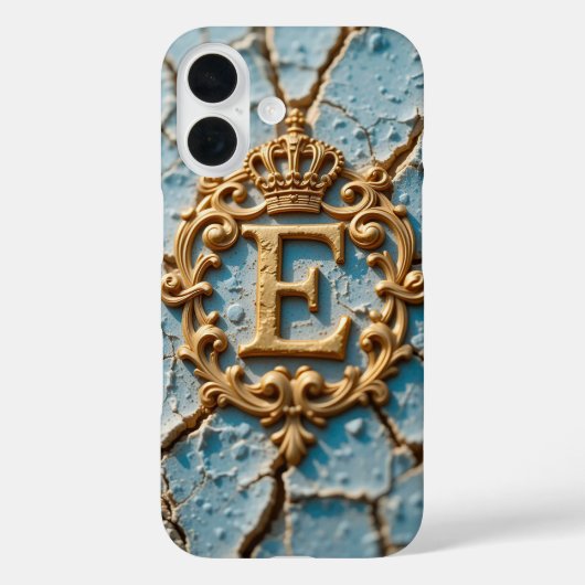 Gouden sierletter E met kroon overlay Case-Mate iPhone Case (Achterkant)