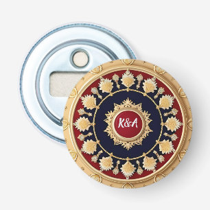 Gouden Sierlijke Bloem Cirkel Ontwerp Button Flesopener