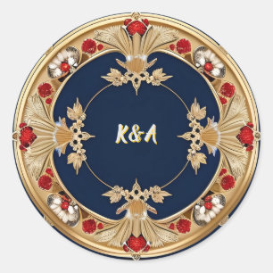 Gouden Sierlijke Bloem Cirkel Ontwerp Ronde Sticker