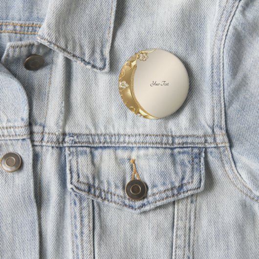 Gouden Sierlijke Bloem Knop Ronde Button 5,7 Cm (In situ)