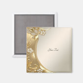 Gouden Sierlijke Bloem Magneet (Voorkant / Achterkant)