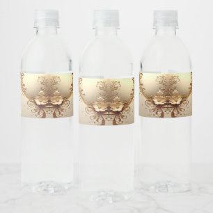 Gouden Sierlijke Bloem Waterfles Label Etiket