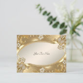 Gouden Sierlijke Bloemen Ansichtkaart Briefkaart (Staand voorkant)