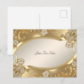 Gouden Sierlijke Bloemen Ansichtkaart Briefkaart (Voorkant / Achterkant)