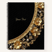 Gouden Sierlijke Bloemen Notitieboek