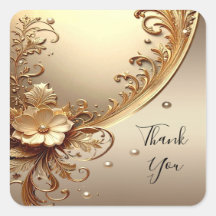 Gouden Sierlijke Bloemsticker