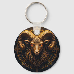 Gouden Sierlijke Ram Kop Sleutelhanger