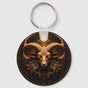 Gouden Sierlijke Ram Kop Sleutelhanger