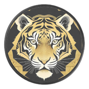 Gouden Sierlijke Tijger Kunstwerk Hockey Puck