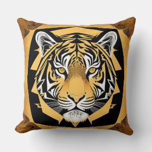 Gouden Sierlijke Tijger Kunstwerk Kussen