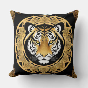 Gouden Sierlijke Tijger Kunstwerk Kussen