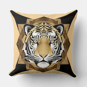 Gouden Sierlijke Tijger Kunstwerk Kussen