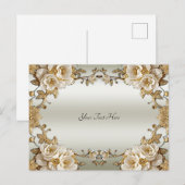 Gouden Sierlijke Witte Bloemen Ansichtkaart Briefkaart (Voorkant / Achterkant)