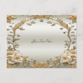 Gouden Sierlijke Witte Bloemen Ansichtkaart Briefkaart (Voorkant)