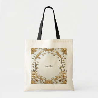 Gouden Sierlijke Witte Bloemen Boodschappentas Tote Bag