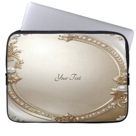 Gouden Sierlijst met Parels Laptophoes Laptop Sleeve