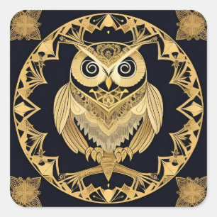 Gouden Sieruil 🖼️ Luxe Siervogel Vierkante Sticker