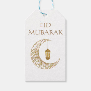 Gouden Sikkelmaan & Lantaarn Eid Mubarak Islamitis Cadeaulabel