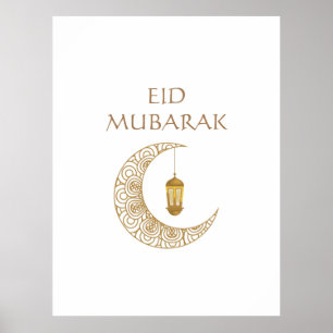 Gouden Sikkelmaan & Lantaarn Eid Mubarak Islamitis Poster