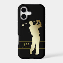Gouden Silhouet Golfer Monogram