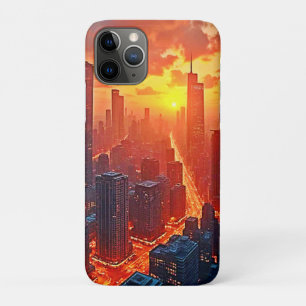 Gouden Silhouette: Stralende Stadsavond Kunst iPhone 11 Pro Hoesje