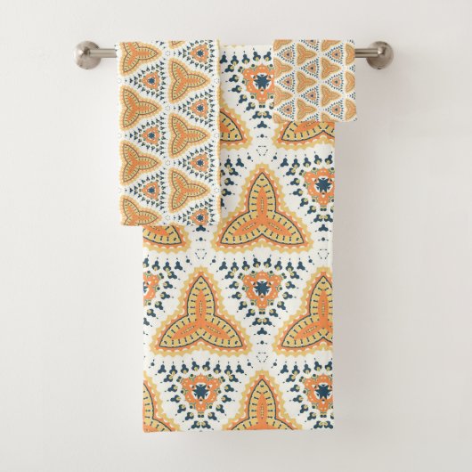 Gouden Sinaasappel Geo Pattern Bad Handdoek (Insitu)