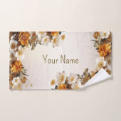 Gouden Sinaasappel Wit Bloemen Rustiek Elegant Bad Handdoek (Handdoek)