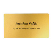 Gouden sjabloon Elegant Modern Script Adres Etiket (Voorkant)