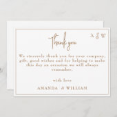 gouden Sjabloon Leaf Monogram Bruiloft dank u kaar Kaart (Voorkant / Achterkant)