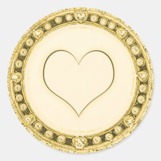 Gouden Sjabloon Pas Hart aan Ronde Sticker