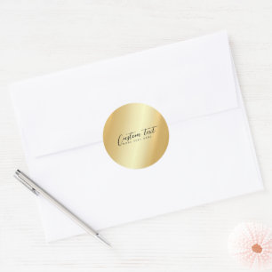 Gouden sjabloon Uw aangepaste tekst Calligrafie Sc Ronde Sticker