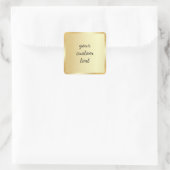 Gouden sjabloon Uw aangepaste tekst Script kalligr Vierkante Sticker (Tas)