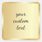 Gouden sjabloon Uw aangepaste tekst Script kalligr Vierkante Sticker (Voorkant)