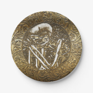 Gouden Skelet Schedel Vintage Schat Munt Papieren Bordje