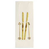 Gouden ski's en palen | Retro Ski Illustratie Vaka Wijn Cadeautas (Achterkant)