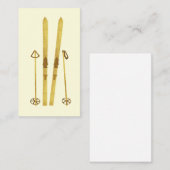 Gouden ski's en palen | Retro Ski Illustration Cre Informatiekaartje (Voorkant / Achterkant)