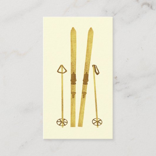 Gouden ski's en palen | Retro Ski Illustration Cre Informatiekaartje (Voorkant)
