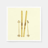Gouden ski's en palen | Retro Ski Illustration Cre Servet (Voorkant)