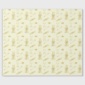 Gouden ski's en palen | Retro Ski Pattern Cream Cadeaupapier (Vlak)